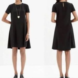 Madewell Black Round Neck Drop Waist Flare Bottom Dress. Size 00